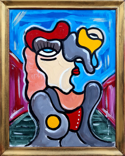 TUS LABIOS DE RUBÍ, DE ROJO CARMESÍ. PARECEN MURMURAR MIL COSAS SIN HABLAR van Néstor Neyret, Schilderij te koop op Singulart