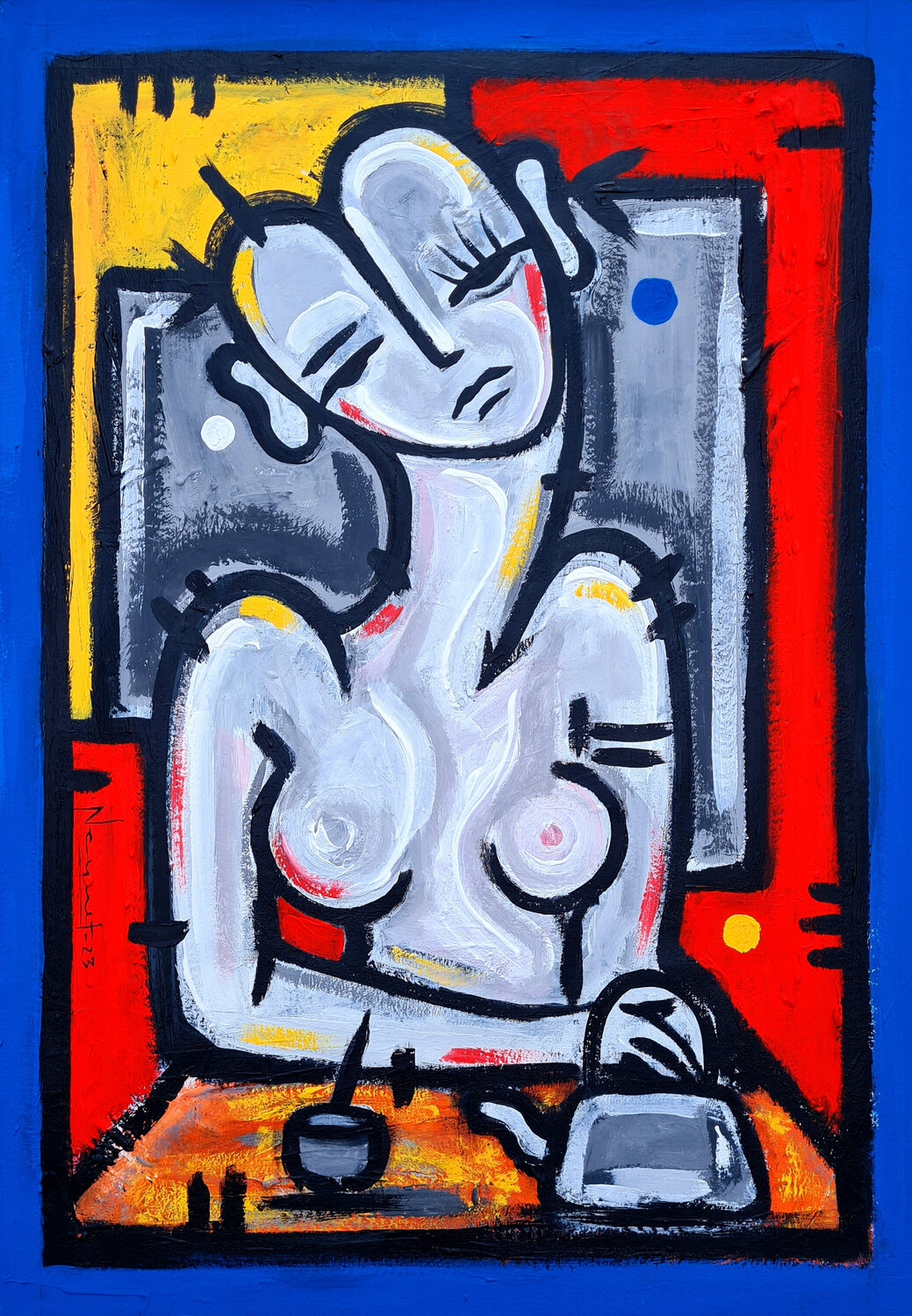MUJER Y SU ALMA DESNUDA Néstor Neyret Origineel schilderij te koop