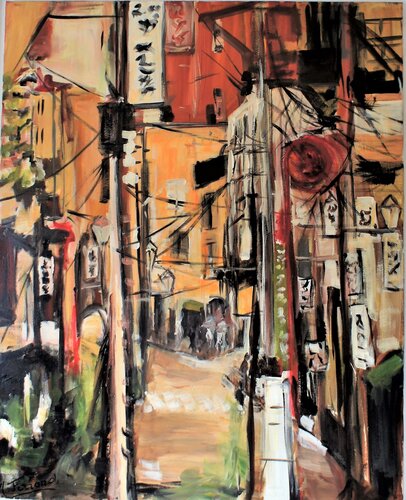 Vieux quartier de Tokyo van Marie Ferrand, Schilderij te koop op Singulart