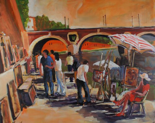 L'art descend sur les quais de Garonne di Marie Ferrand, Pittura in vendita su Singulart