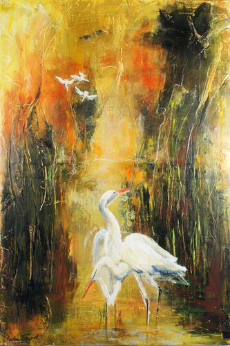 Le retour des grandes aigrettes van Marie Ferrand, Schilderij te koop op Singulart