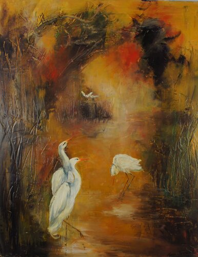 Le retour des grandes aigrettes 2 de Marie Ferrand, Pintura a la venta en Singulart