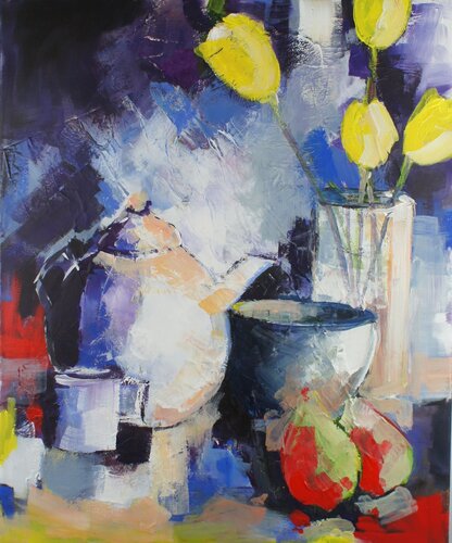 Nature morte aux tulipes. von Marie Ferrand, Malerei kaufen auf Singulart