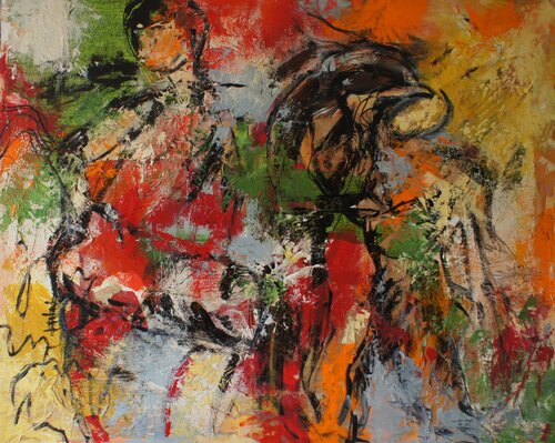 L'homme et l'oiseau van Marie Ferrand, Schilderij te koop op Singulart
