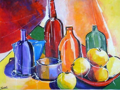 Quatre pommes et une poire de Marie Ferrand, Pintura a la venta en Singulart