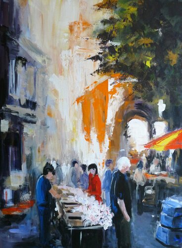 Jour de marché dans le Lot van Marie Ferrand, Schilderij te koop op Singulart