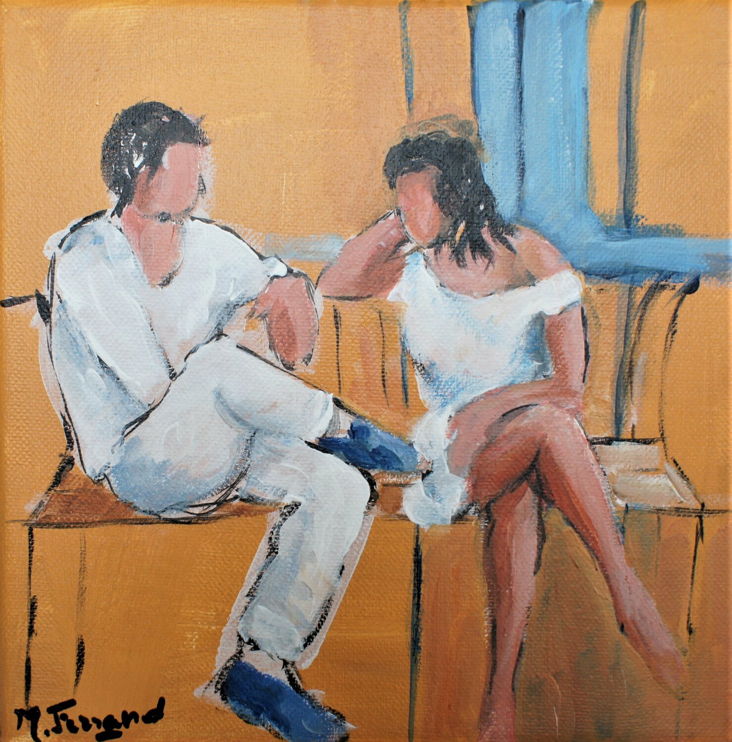 Sur un banc Marie Ferrand