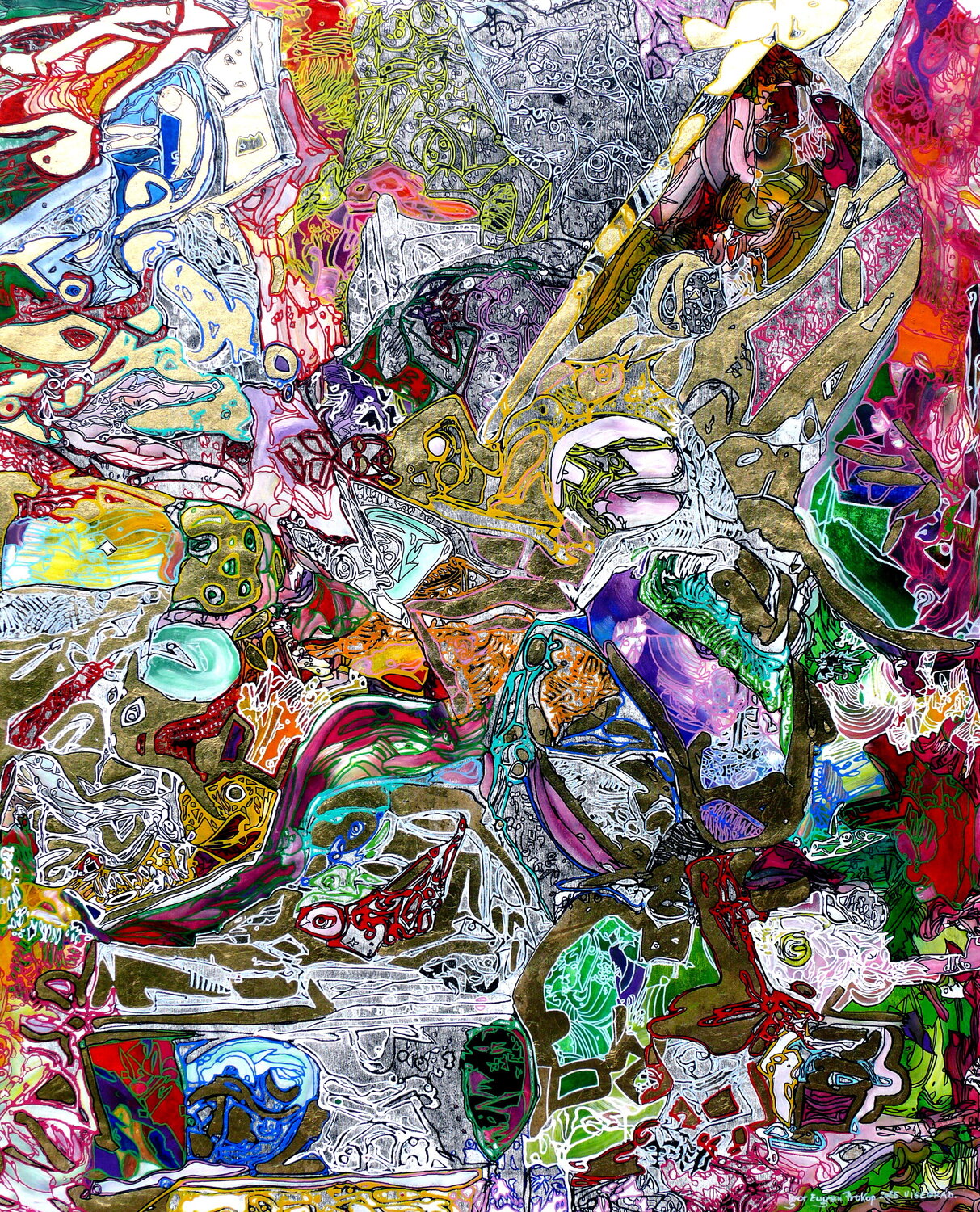 THE GOLDEN DREAM ANIMALS OF THE BROKEN EDEN Igor Eugene Prokop Dipinto originale in vendita