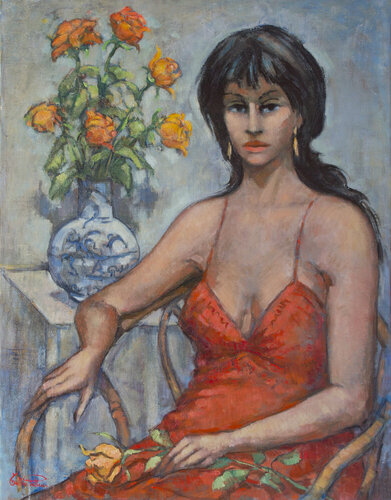 Angela e le rose by Tullio Petteni, Painting for Sale on Singulart