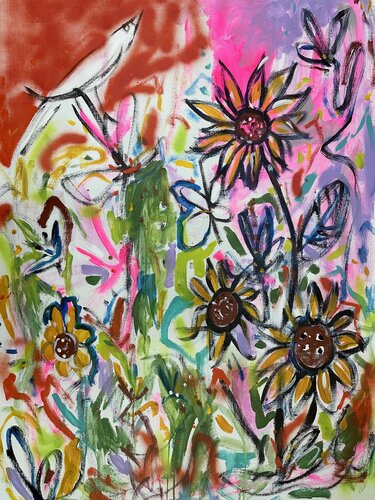 Find Me By The Sunflowers di Samantha Redfern, Pittura in vendita su Singulart