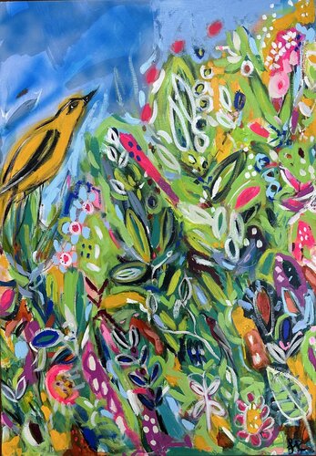 Yellow Bird de Samantha Redfern, Pintura a la venta en Singulart