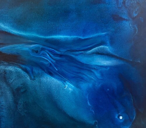 le ali della notte, blu di BEATA KOZAK, Pittura in vendita su Singulart