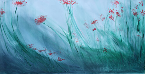 fiori selvatici accendono un prato al fiume by BEATA KOZAK, Painting for Sale on Singulart