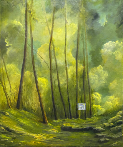 No Mask Zone---Serie Zeit im Wald van Carola E. Thiele, Schilderij te koop op Singulart