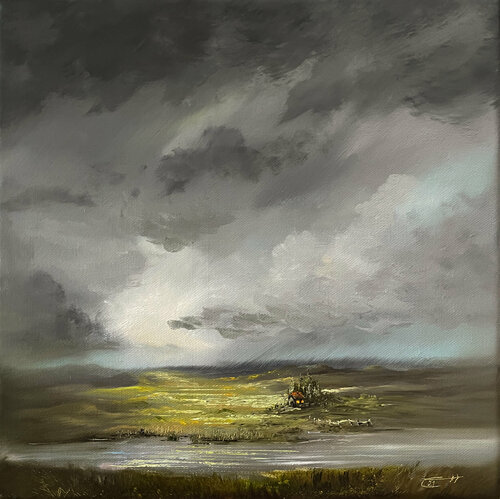 Landschaft mit Haus van Carola E. Thiele, Schilderij te koop op Singulart