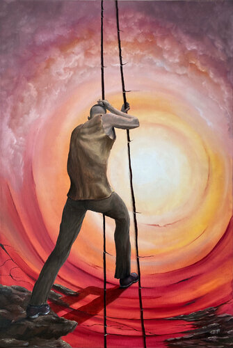 Der erste Schritt van Carola E. Thiele, Schilderij te koop op Singulart