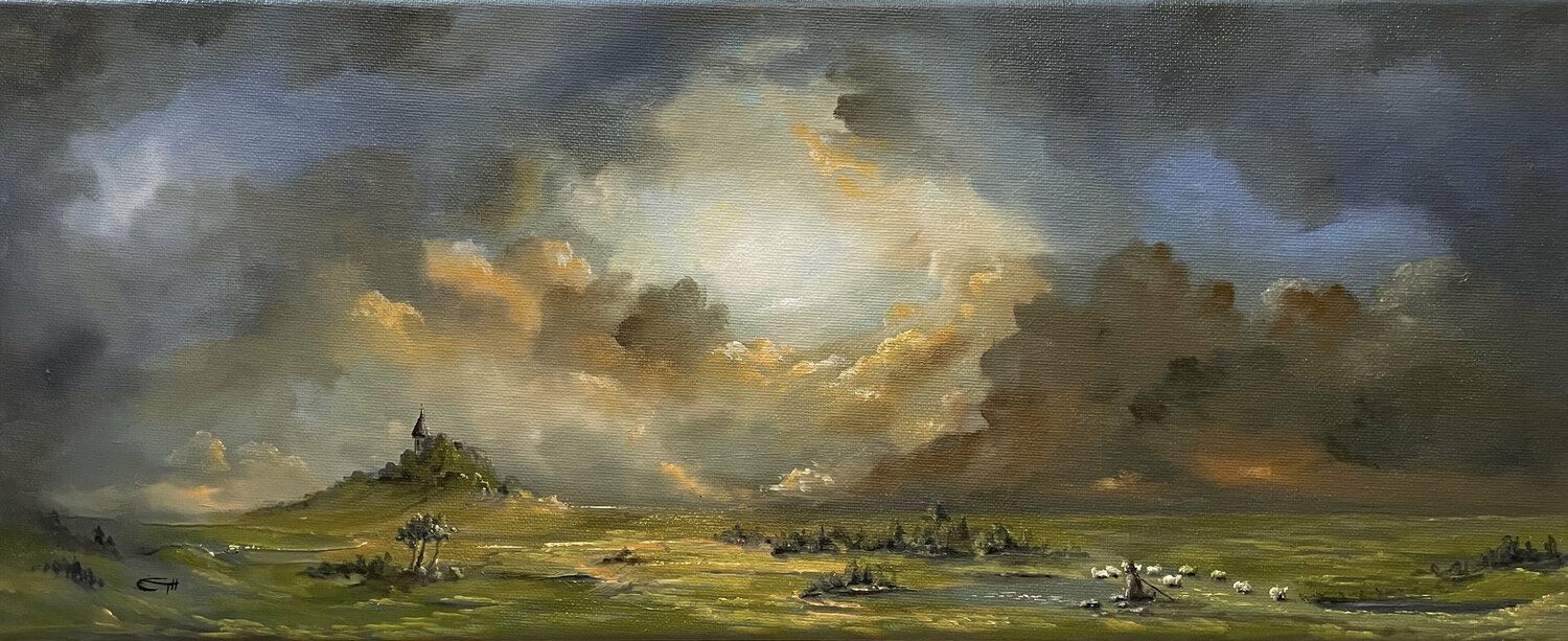 Landschaft mit Schafherde Carola E. Thiele