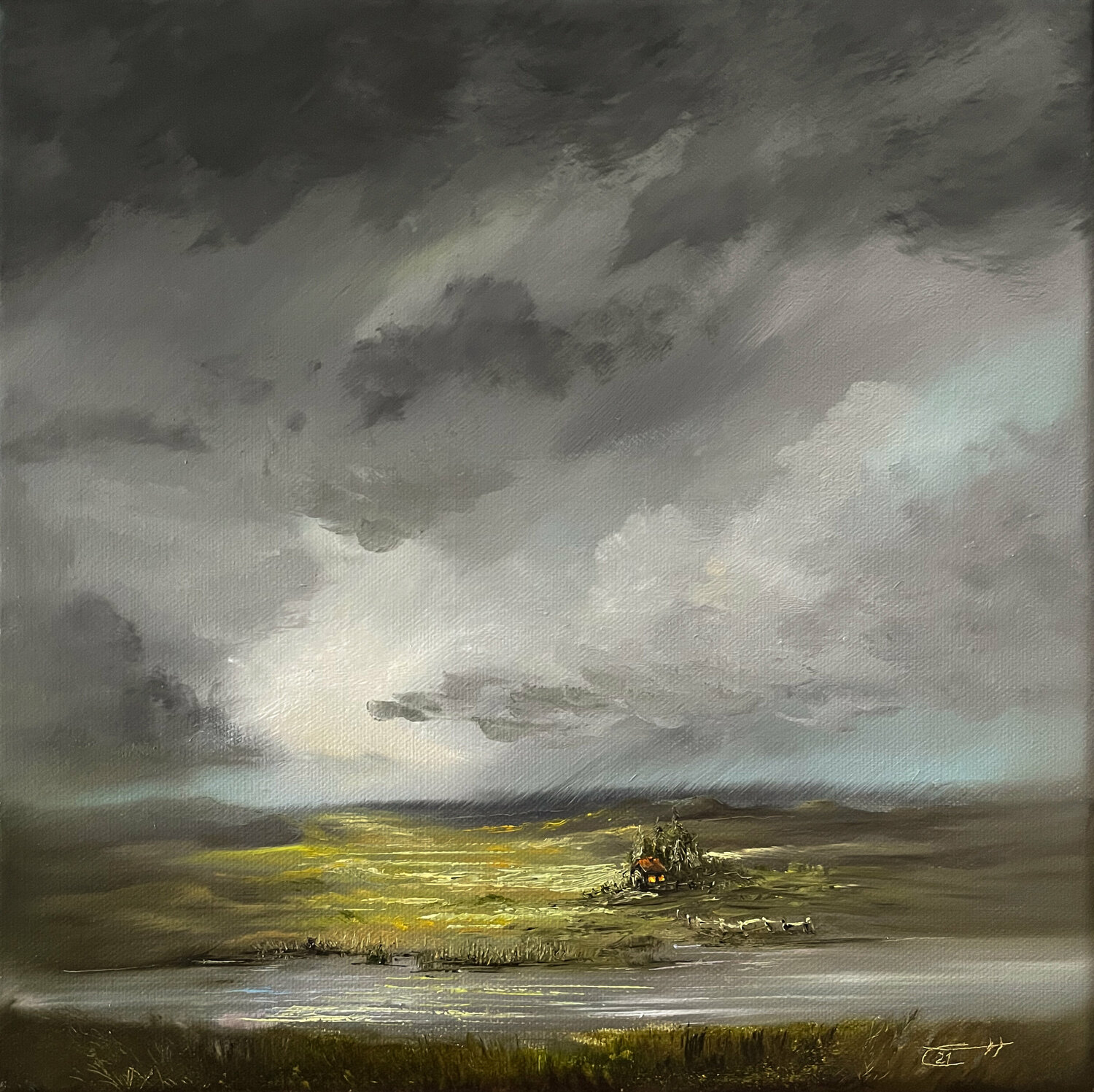Landschaft mit Haus Carola E. Thiele