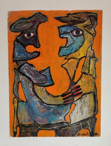 Alienigenas , dos belgas año 3.000 di Juan Varela, Pittura in vendita su Singulart