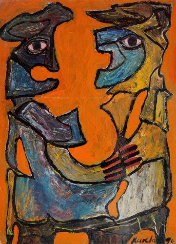 Alienigenas , dos belgas año 3.000 by Juan Varela, Painting for Sale on Singulart