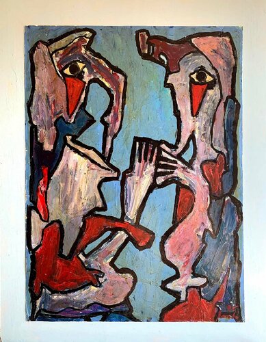 Alienigenas, dos ingleses año 3.000 di Juan Varela, Pittura in vendita su Singulart