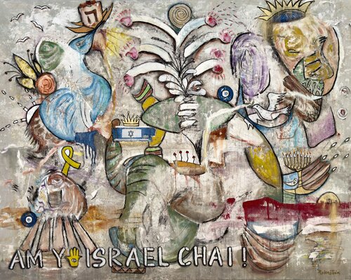 Am Yisrael Chai van Bruce Rubenstein, Schilderij te koop op Singulart