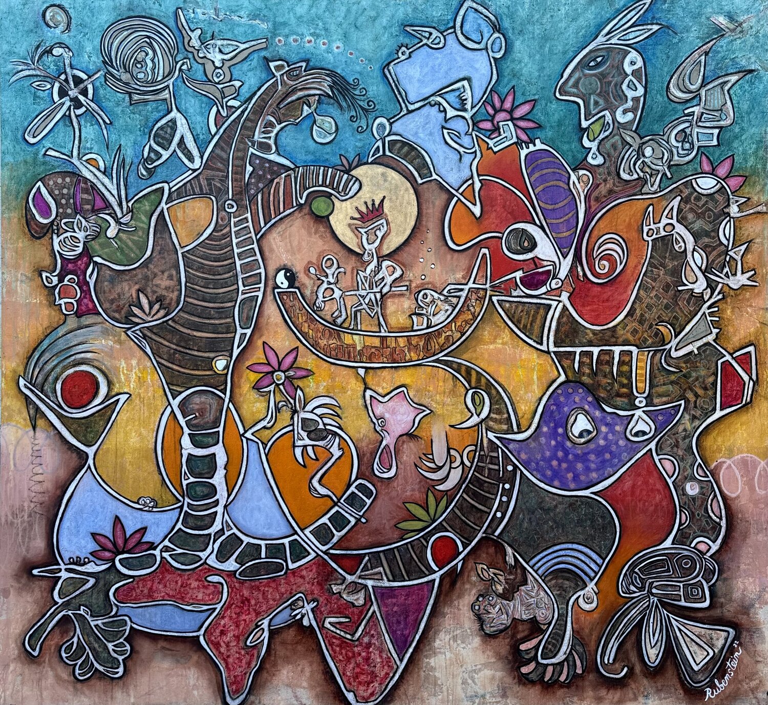 In Search of the Yin Yang Dragons Bruce Rubenstein Originalgemälde zu verkaufen