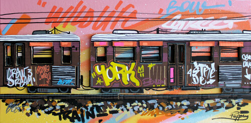 Old brown train van Pappay, Schilderij te koop op Singulart