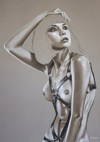 Femme au harnais van Pappay, Tekening te koop op Singulart