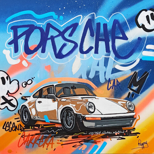 Big white Porsche van Pappay, Schilderij te koop op Singulart