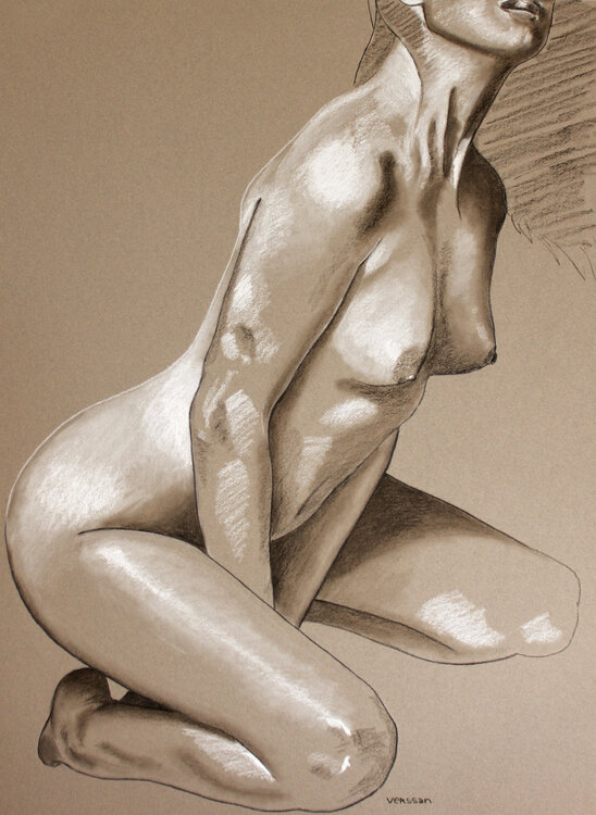 Femme nue à genoux Pappay