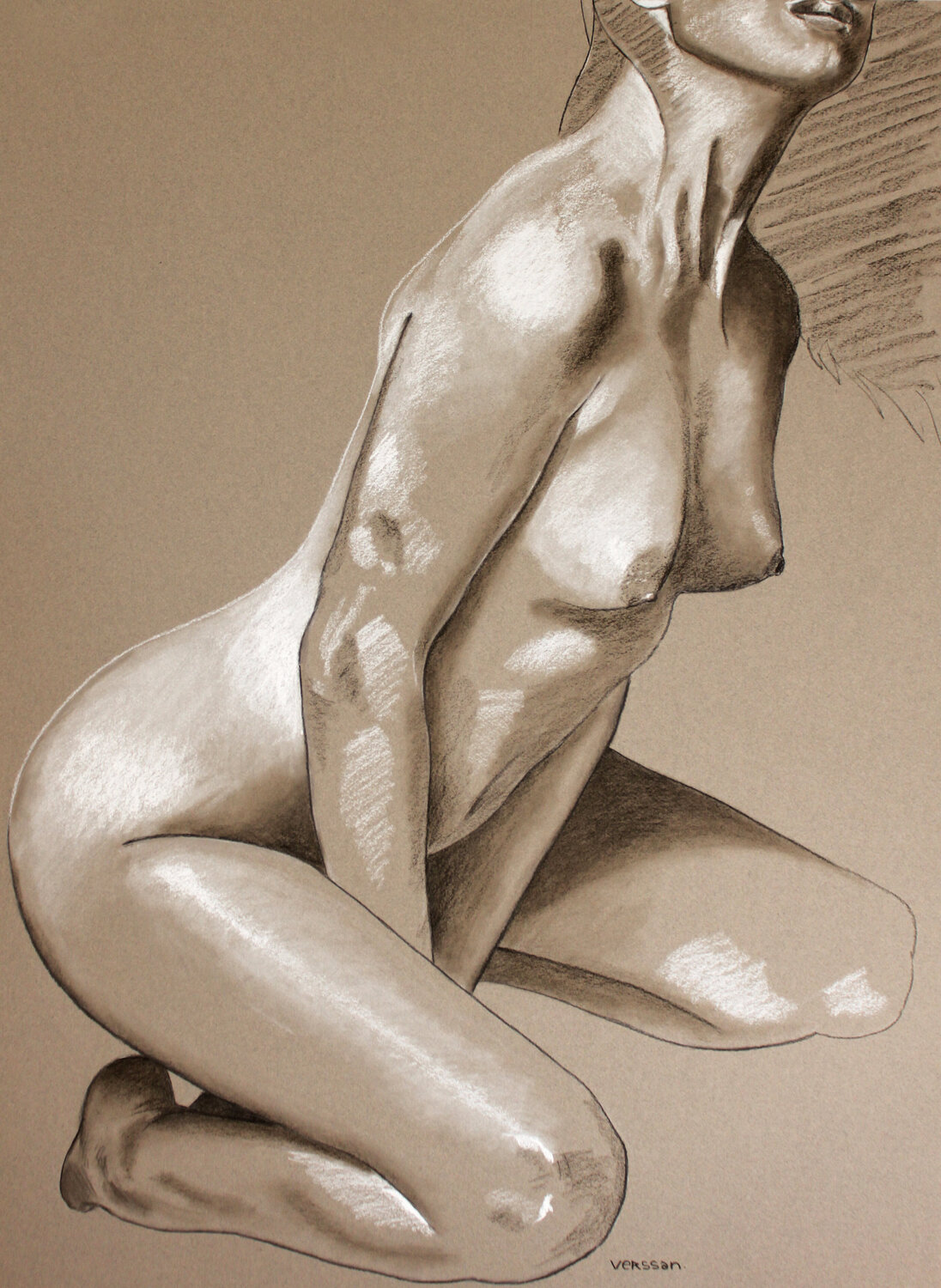 Femme nue à genoux Pappay