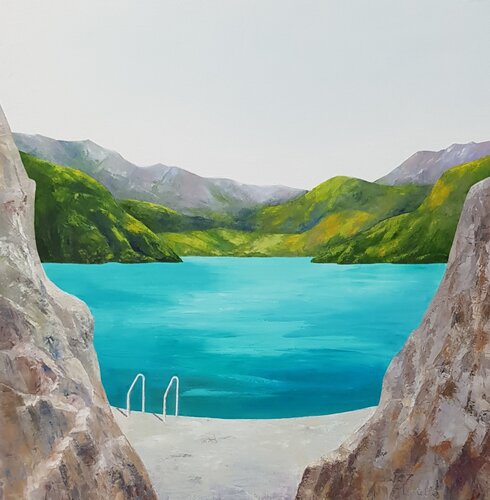 La piscine du lac by Laurelle Bessé, 油畫 for Sale on Singulart