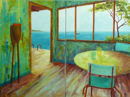 Un été bleu citron by Laurelle Bessé, 油畫 for Sale on Singulart