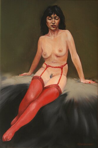 THE LADY IN RED van Peter Goodhall, Schilderij te koop op Singulart