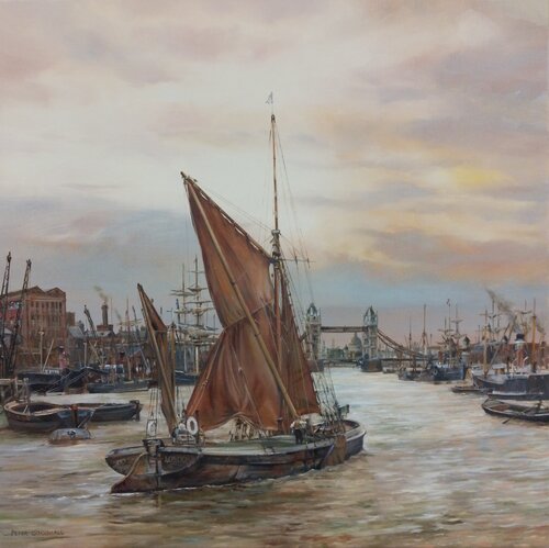 THE POOL OF LONDON c.1900 by Peter Goodhall, Painting for Sale on Singulart