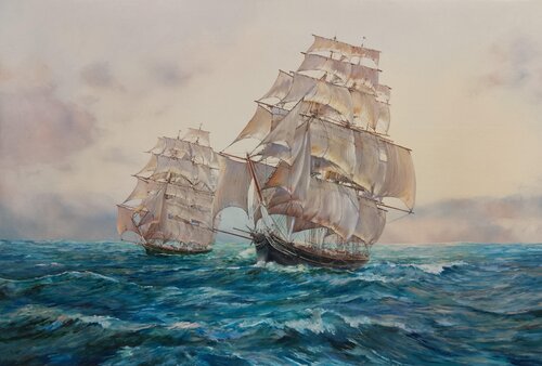 THE CUTTY SARK & THERMOPYLAE RACING HOME, 1872 by Peter Goodhall, 회화 for Sale on Singulart