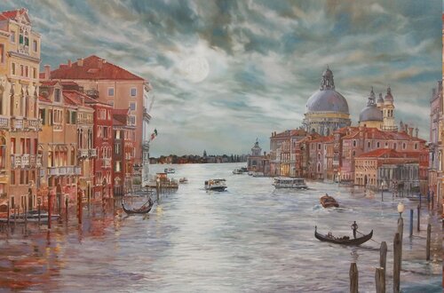 A FULL MOON OVER VENICE by Peter Goodhall, 회화 for Sale on Singulart