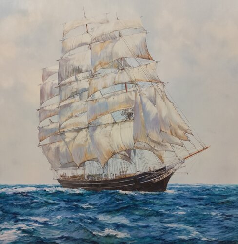 THE CUTTY SARK AT SEA IN FINE WEATHER de Peter Goodhall, Pintura a la venta en Singulart