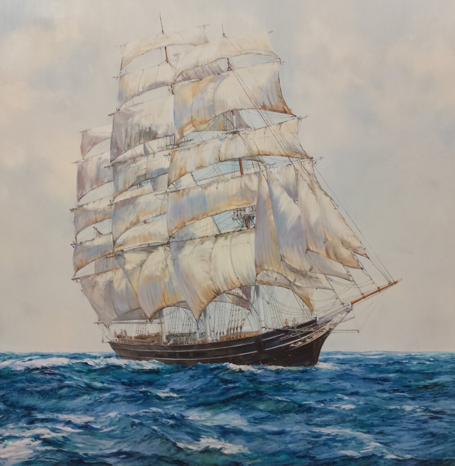 THE CUTTY SARK AT SEA IN FINE WEATHER Peter Goodhall Originalgemälde zu verkaufen