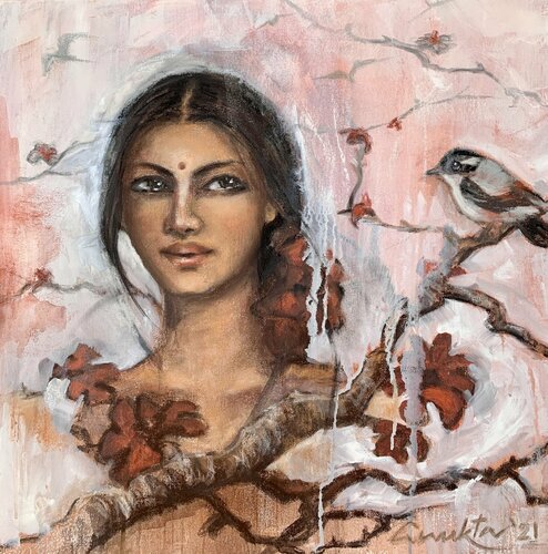 MRIGNAYANI - The doe eyed one by Anukta Mukherjee Ghosh, Painting for Sale on Singulart