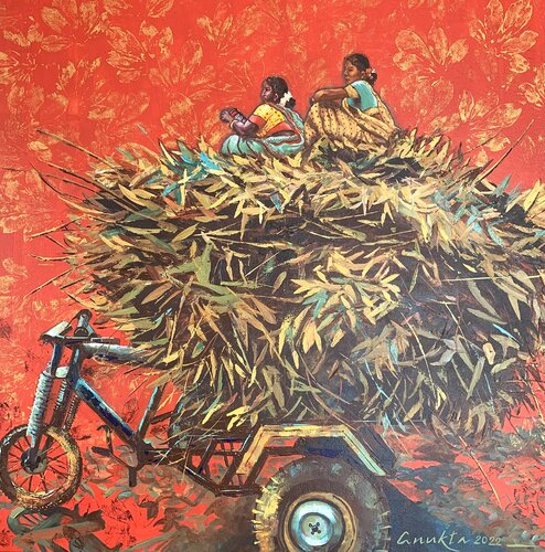 VILLAGE TALES von Anukta Mukherjee Ghosh, Malerei kaufen auf Singulart