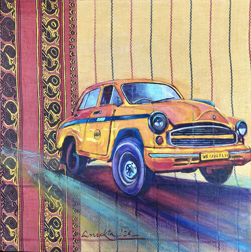 TANT AND THE TAXI van Anukta Mukherjee Ghosh, Schilderij te koop op Singulart