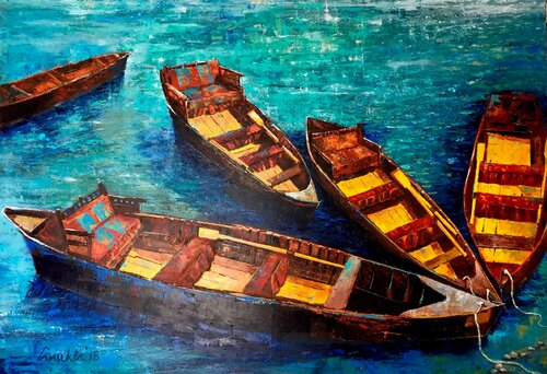KASHTIYAAN van Anukta Mukherjee Ghosh, Schilderij te koop op Singulart