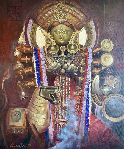 SHAKTIRUPINI DURGA von Anukta Mukherjee Ghosh, Malerei kaufen auf Singulart