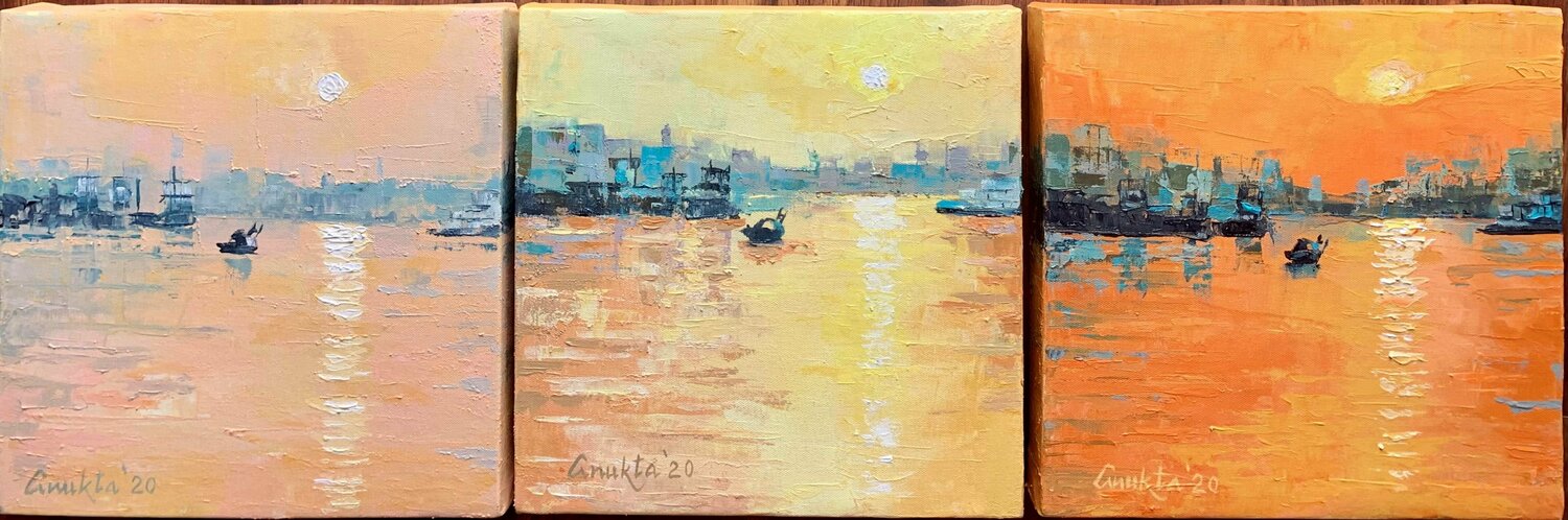 LA JOURNÉE - from dawn to dusk Anukta Mukherjee Ghosh Originalgemälde zu verkaufen