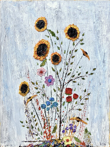 Spring Sunflowers and Camilia van Matthias Lupri, Schilderij te koop op Singulart