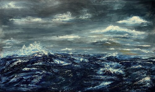 A Moonlit Stormy Sunset van Matthias Lupri, Schilderij te koop op Singulart