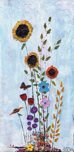 Butterfly Sunflowers par Matthias Lupri, Peinture en vente sur Singulart