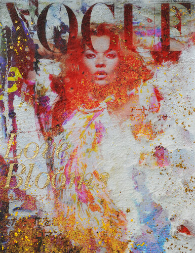 Kate Moss Love Blooms van Karin Vermeer, Schilderij te koop op Singulart
